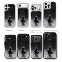 Glowing eyed Trigun gunman Chris Brown Phone Case Black Electroplated Silver For Iphone 11 To 17