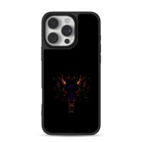 Glowing fiery wolf head iPhone 16 Pro Max Black Case