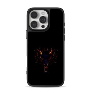 Glowing fiery wolf head iPhone 16 Pro Max Black Case
