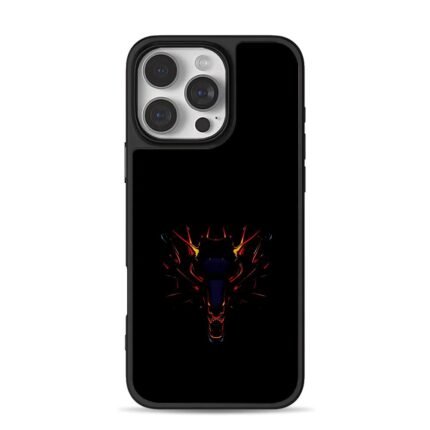 Glowing fiery wolf head iPhone 16 Pro Max Black Case