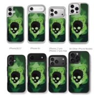 Glowing neon black skull art Chris Brown Phone Case Black Electroplated Silver For Iphone 11 To 17