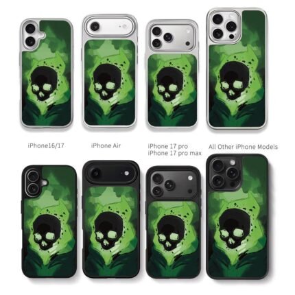 Glowing neon black skull art Chris Brown Phone Case Black Electroplated Silver For Iphone 11 To 17