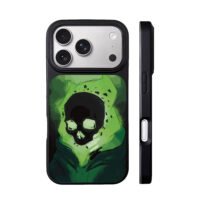 Glowing neon black skull art iPhone 17 Pro Max Black Case