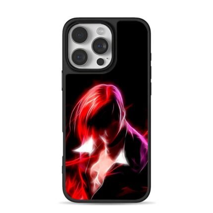 Glowing neon Iori Yagami art iPhone 16 Pro Max Black Case