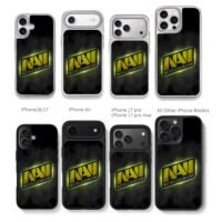 Glowing yellow NAVI logo Chris Brown Phone Case Black Electroplated Silver For Iphone 11 To 17
