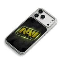 Glowing yellow NAVI logo iPhone 17 Pro Max Electroplated Silver Case2