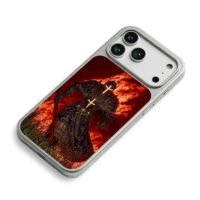 Glowingcrossknightswordfire iPhone 17 Pro Max Electroplated Silver Case2