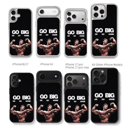 Go Big Or Go Home bodybuilder Chris Brown Phone Case Black Electroplated Silver For Iphone 11 To 17