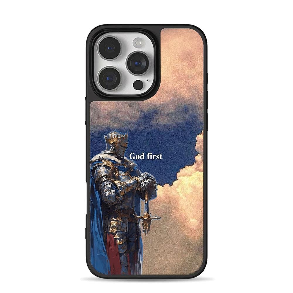 God first knight sword sky iPhone 16 Pro Max Black Case God first knight sword sky Phone Case for iPhone 11-17 & Samsung Galaxy S24-S26 - Image 1