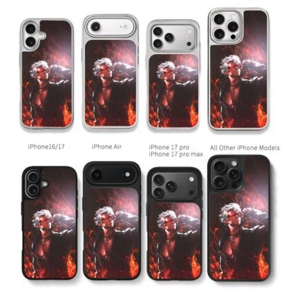 Gojo anime red shades fire art Chris Brown Phone Case Black Electroplated Silver For Iphone 11 To 17