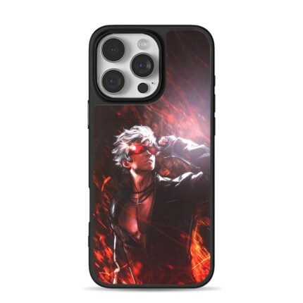 Gojo anime red shades fire art iPhone 16 Pro Max Black Case