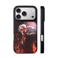 Gojo anime red shades fire art iPhone 17 Pro Max Black Case