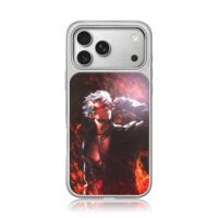 Gojo anime red shades fire art iPhone 17 Pro Max Electroplated Silver Case1