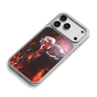 Gojo anime red shades fire art iPhone 17 Pro Max Electroplated Silver Case2