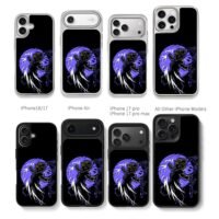 Goku Super Saiyan purple moon art Chris Brown Phone Case Black Electroplated Silver For Iphone 11 To 17