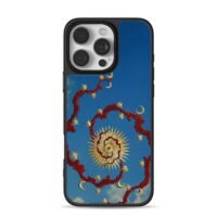 Gold sun moon star vine sky Phone Case for iPhone 11-17 & Samsung Galaxy S24-S26