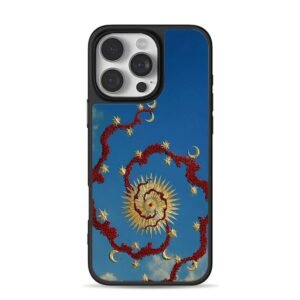 Gold sun moon star vine sky Phone Case for iPhone 11-17 & Samsung Galaxy S24-S26