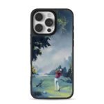 Golf course art of swinging golfer iPhone 16 Pro Max Black Case