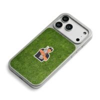 Golfer holding trophy on grass iPhone 17 Pro Max Electroplated Silver Case2