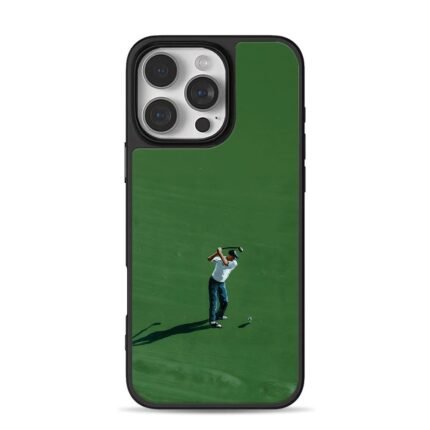 Golfer swinging on golf green iPhone 16 Pro Max Black Case