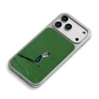 Golfer swinging on golf green iPhone 17 Pro Max Electroplated Silver Case2