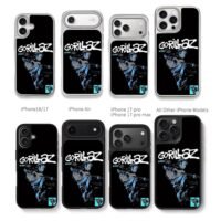 Gorillaz 2D playing guitar art Chris Brown Phone Case Black Electroplated Silver For Iphone 11 To 17