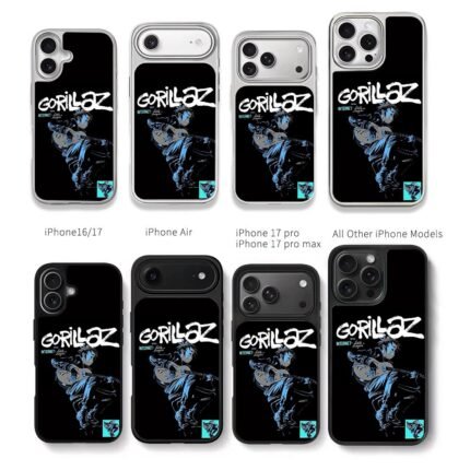 Gorillaz 2D playing guitar art Chris Brown Phone Case Black Electroplated Silver For Iphone 11 To 17