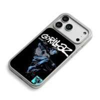 Gorillaz 2D playing guitar art iPhone 17 Pro Max Electroplated Silver Case2
