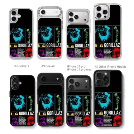 Gorillaz animated member art Chris Brown Phone Case Black Electroplated Silver For Iphone 11 To 17