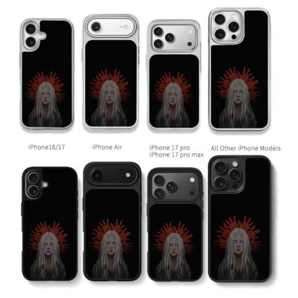 Goth silver hair girl red hand halo Chris Brown Phone Case Black Electroplated Silver For Iphone 11 To 17