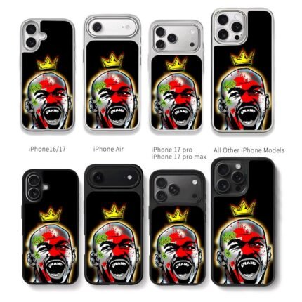 Graffiti Jordan king champ crown Chris Brown Phone Case Black Electroplated Silver For Iphone 11 To 17