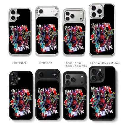 Graffiti Spider Punk plays guitar Chris Brown Phone Case Black Electroplated Silver For Iphone 11 To 17