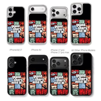 Grand Theft Auto III art with chars Chris Brown Phone Case Black Electroplated Silver For Iphone 11 To 17