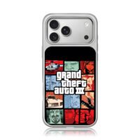 Grand Theft Auto III art with chars iPhone 17 Pro Max Electroplated Silver Case1