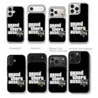 Grand Theft Auto V logo Chris Brown Phone Case Black Electroplated Silver For Iphone 11 To 17