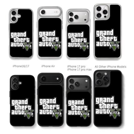Grand Theft Auto V logo Chris Brown Phone Case Black Electroplated Silver For Iphone 11 To 17