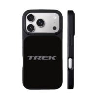 Gray Trek brand logo on plain black background iPhone 17 Pro Max Black Case