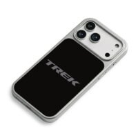 Gray Trek brand logo on plain black background iPhone 17 Pro Max Electroplated Silver Case2