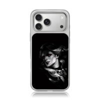 Grayscale red eyed vampire iPhone 17 Pro Max Electroplated Silver Case1