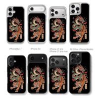 Green dragon fierce tiger art Chris Brown Phone Case Black Electroplated Silver For Iphone 11 To 17