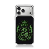 Green Envy deadly sin snake iPhone 17 Pro Max Electroplated Silver Case1