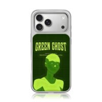 Green Ghost neon green comic hero iPhone 17 Pro Max Electroplated Silver Case1