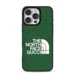 Green Gucci GG The North Face logo iPhone 16 Pro Max Black Case