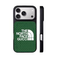 Green Gucci GG The North Face logo iPhone 17 Pro Max Black Case