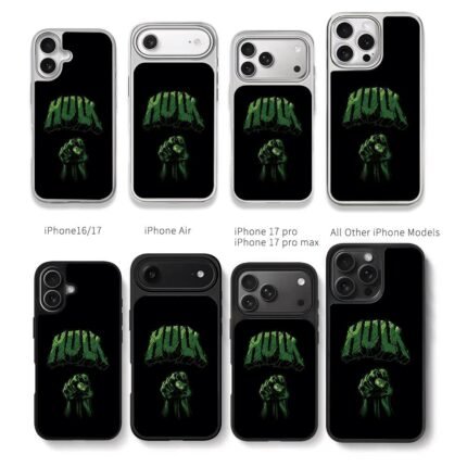 Green Hulk fist with HULK text Chris Brown Phone Case Black Electroplated Silver For Iphone 11 To 17