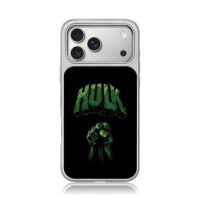 Green Hulk fist with HULK text iPhone 17 Pro Max Electroplated Silver Case1