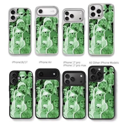 Green Justin Bieber collage Chris Brown Phone Case Black Electroplated Silver For Iphone 11 To 17