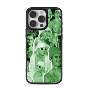 Green Justin Bieber collage Phone Case for iPhone 11-17 & Samsung Galaxy S24-S26