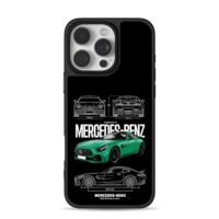 Green Mercedes AMG GTR blueprints Phone Case for iPhone 11-17 & Samsung Galaxy S24-S26