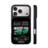 Green Mercedes AMG GTR blueprints iPhone 17 Pro Max Black Case